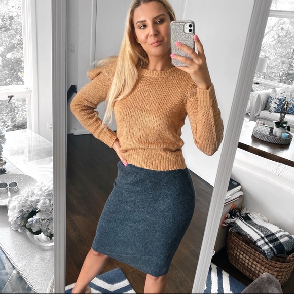 🍂 BRAVE SOUL TAN KNIT PUFF SLEEVE SWEATER! - Picture 9 of 15